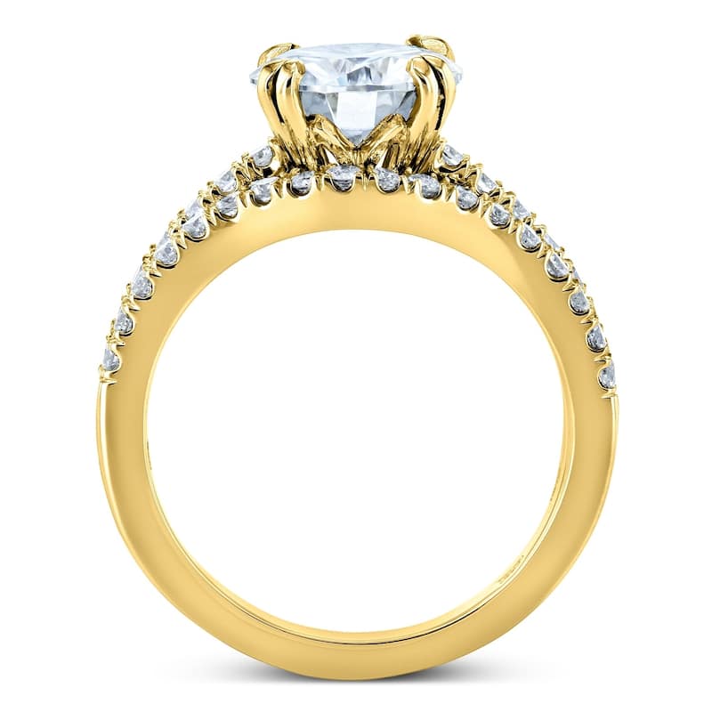 Annello by Kobelli 14k Gold 2 1/2 Carat TGW Round Brilliant Moissanite and Diamond Bridal Rings (DEF/VS, GH/I)