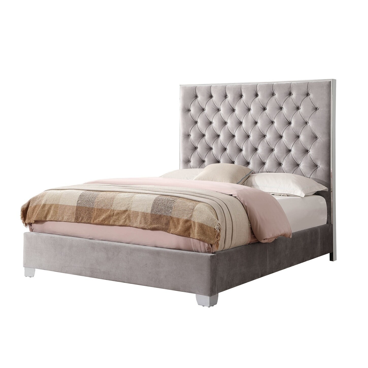 Silver Orchid Christopherson Grey Upholstered Bed