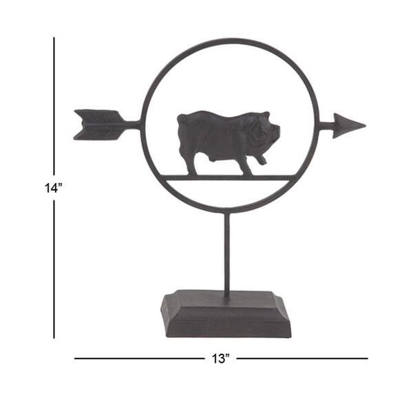 Jartop Farmhouse 14 x 13inch Black Metal Pig Table Decor Bed Bath