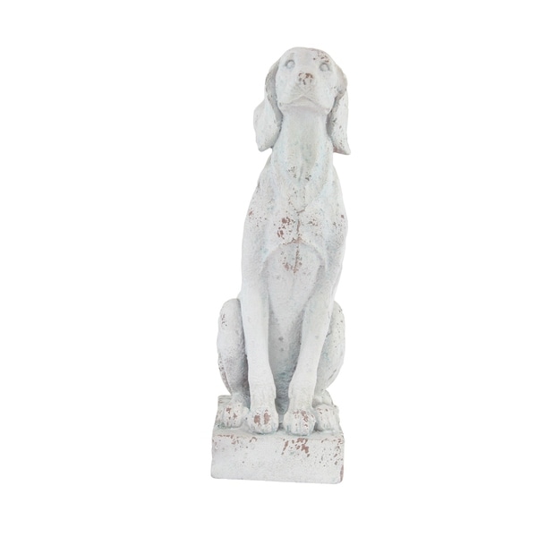 Traditional 29 x 11 Inch Sitting Dog Polystone Sculpture