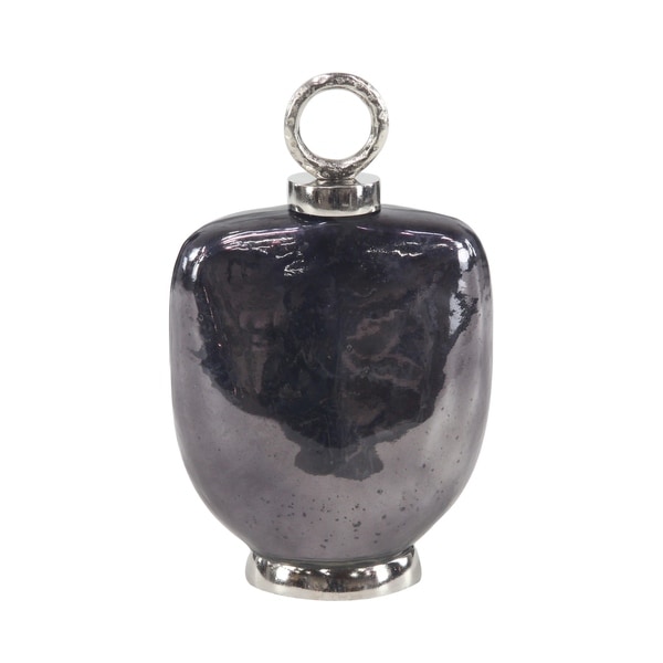 Contemporary 14 x 8 Inch Dark Gray Aluminum Glass Bottle