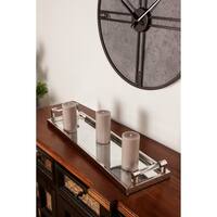 Contemporary 8 x 28 Inch Rectangular Stainless Steel Tray with Handle