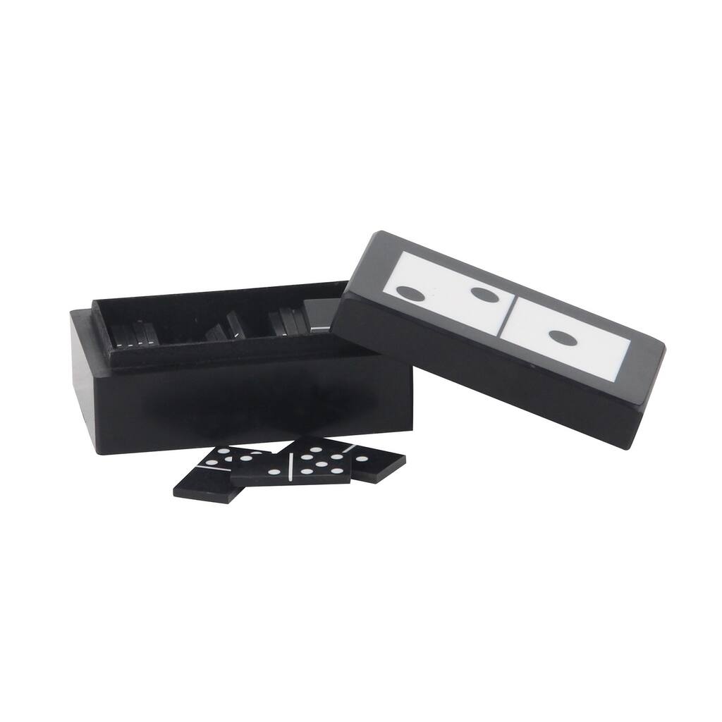 Traditional 2 x 5 Inch Rectangular Black Polystone Domino