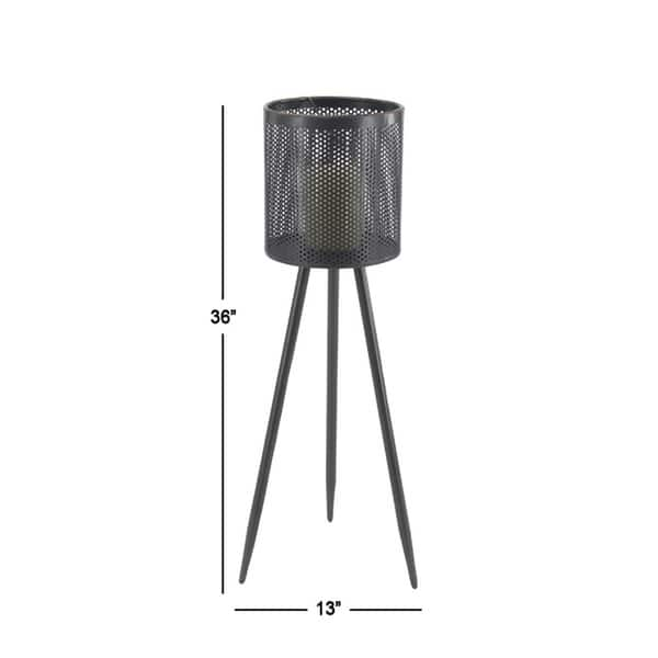 Shop Modern 36 X 13 Inch Black Iron And Glass Floor Candle