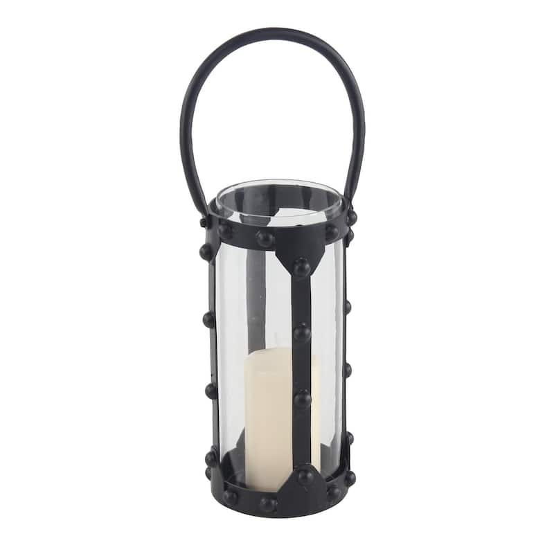 Black Metal Natural Lantern 12 x 6 x 6 - Black