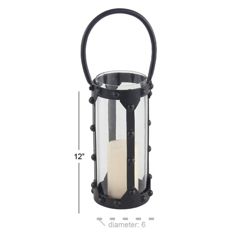 Black Metal Natural Lantern 12 x 6 x 6