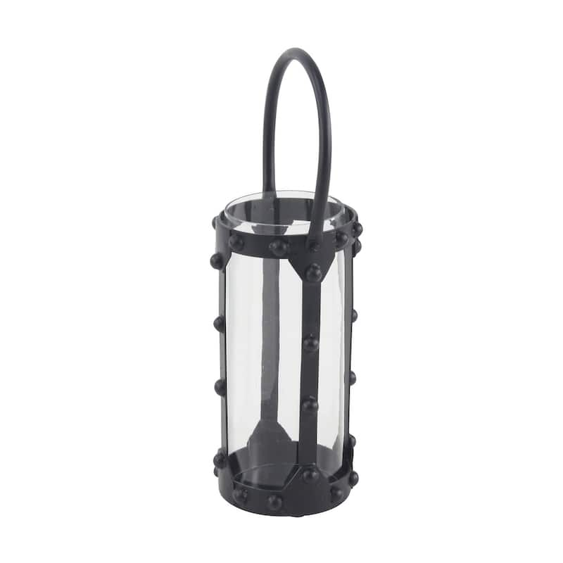 Black Metal Natural Lantern 12 x 6 x 6