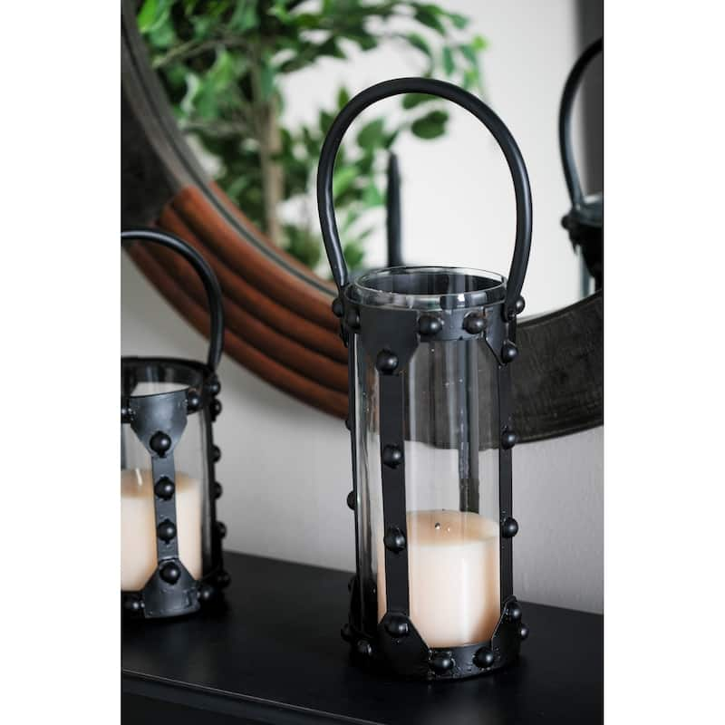 Black Metal Natural Lantern 12 x 6 x 6