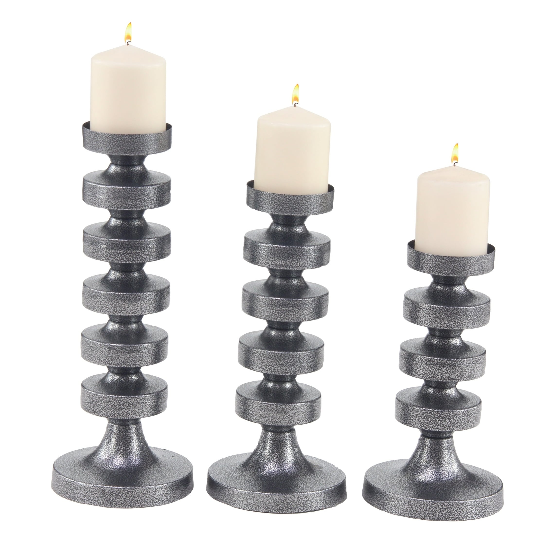 Set of 3 Industrial 11, 13 and 15 Inch Black Pillar Candle Black eBay