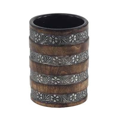 Brown Wood Rustic Candle Holder Set of 3 8 x 6 x 6