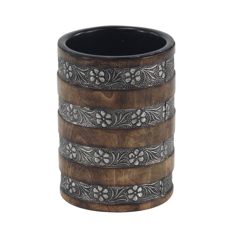 Brown Wood Rustic Candle Holder Set of 3 8 x 6 x 6