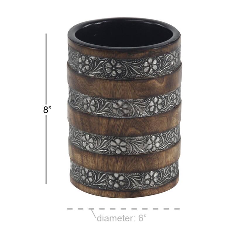 Brown Wood Rustic Candle Holder Set of 3 8 x 6 x 6
