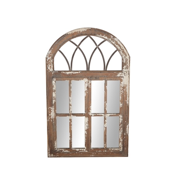 Farmhouse 48 X 30 Inch Iron And Wood Windowpane Wall Mirror Farmhouse 48 X 30 Inch Iron And Wood Windowpane Wall Mirror Brown