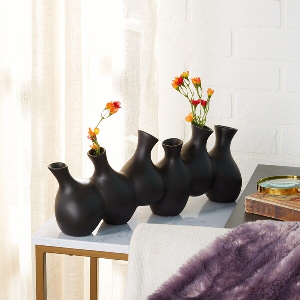 large black ceramic vases