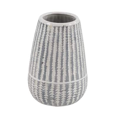 White Ceramic Decorative Vase with Stripes