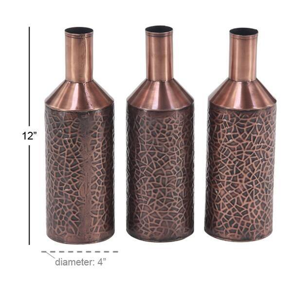 Shop Set Of 3 Modern 12 Inch Antique Copper Iron Bottle Vases