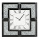 preview thumbnail 2 of 3, Black Glass Mirrored Decorative Wall Clock with Floating Crystals