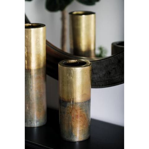 Gold Aluminum Rustic Vase 10 x 4 x 4