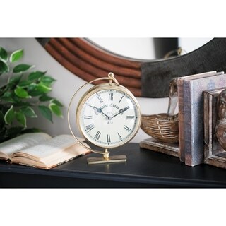 Rustic 6 x 7 Inch Gold Iron Round Analog Table Clock by Studio 350 ...
