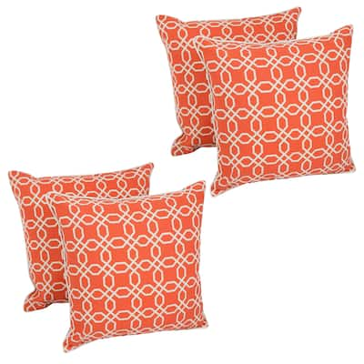 Blazing Needles 17-inch Orange Lattice Throw Pillow (Set of 4)