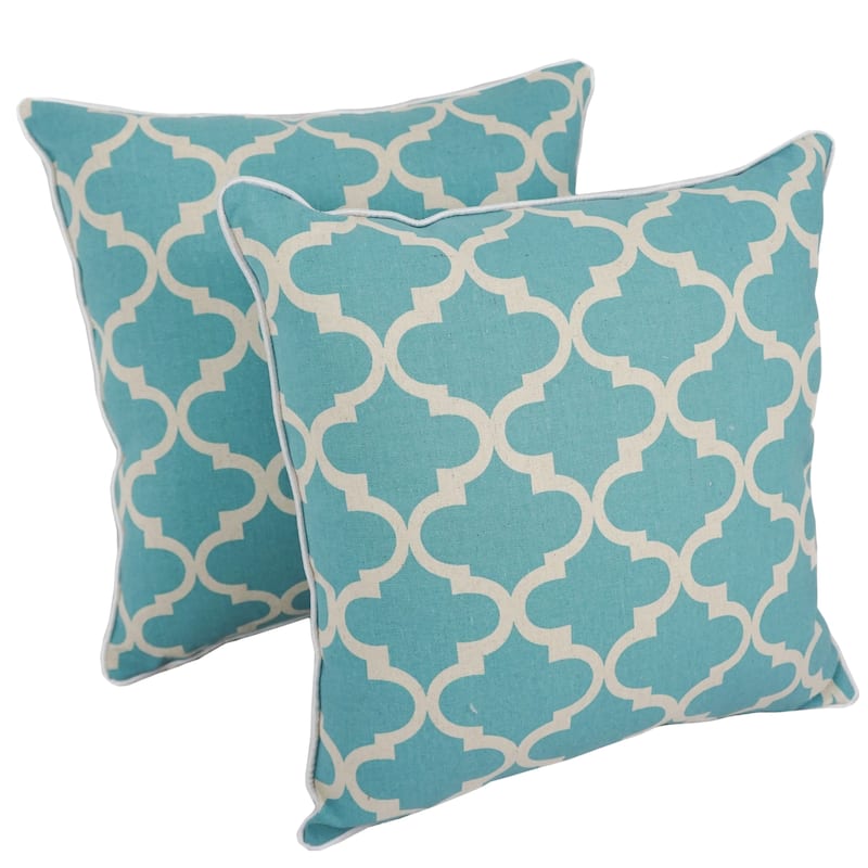 Blazing Needles 18-inch Blue Lattice Throw Pillow (Set of 2)