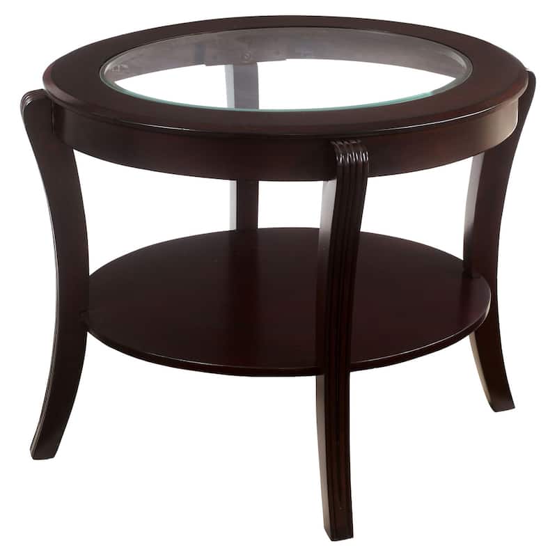 Orim Contemporary Espresso Oval Wood Open-Shelf Side Table by Furniture of America