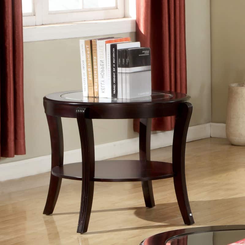 Orim Contemporary Espresso Oval Wood Open-Shelf Side Table by Furniture of America