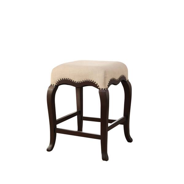 Gracewood Hollow Linden Cream Fabric Counterheight Stool with Espresso