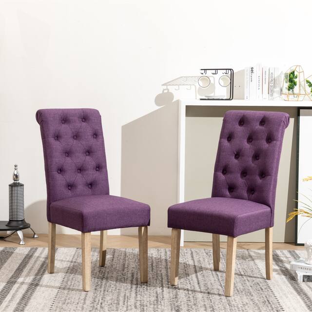 Roundhill Furniture Copper Grove Schwalbach Upholstered Parsons Dining Chair (Set of 2) - Purple