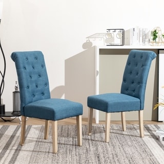 Copper Grove Schwalbach Wood Tufted Parsons Dining Chairs (Set of 2) (Blue)