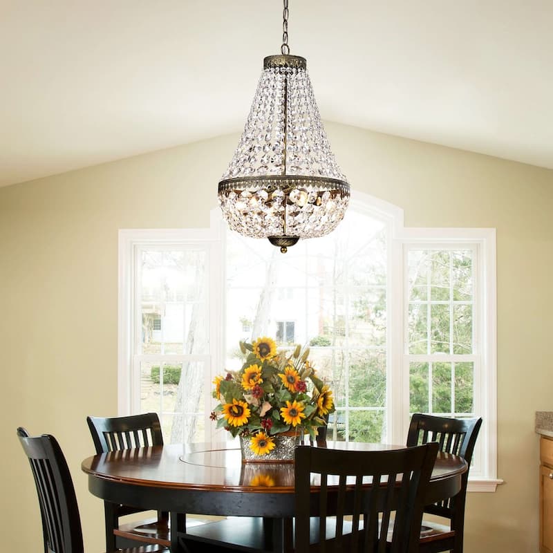 Symmetric Crystal Antique Brushed Black Copper Chandelier