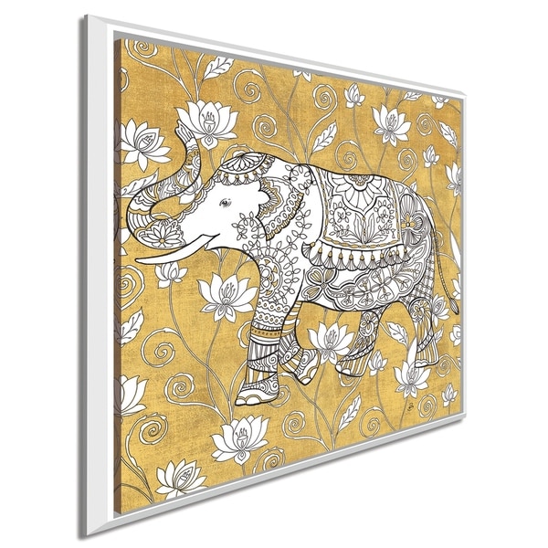Daphne Brissonnet "Color my World Elephant II Gold" Giclee Stretched Canvas Wall Art