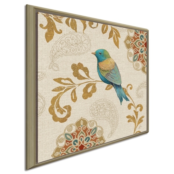 Daphne Brissonnet "Bird Rainbow Blue and Yellow" Giclee Stretched Canvas Wall Art