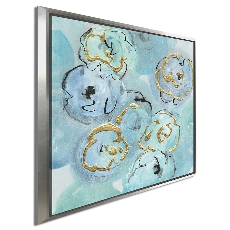 Chris Paschke "Gold Edged Teal I" Giclee Stretched Canvas Wall Art