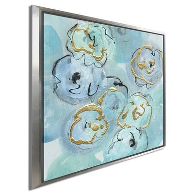 Chris Paschke "Gold Edged Teal I" Giclee Stretched Canvas Wall Art