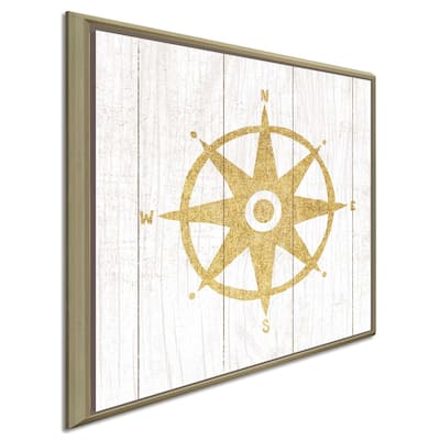 Michael Mullan "Beachscape IV Compass Gold Neutral"Canvas Print in Floating Frame