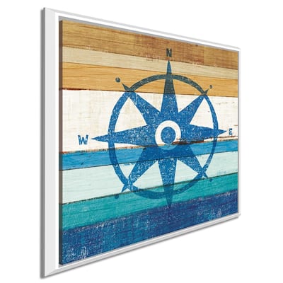 Michael Mullan "Beachscape IV Compass" Canvas Print in Floating Frame