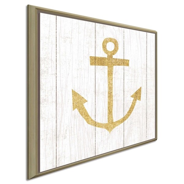 Michael Mullan "Beachscape III Anchor Gold Neutral" Canvas Print in Floating Frame