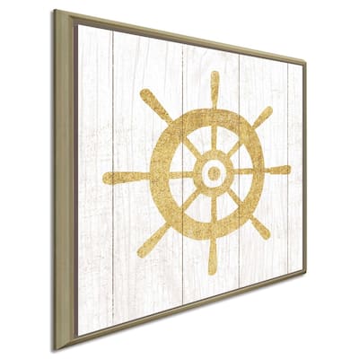 Michael Mullan "Beachscape VI Helm Gold Neutral" Canvas Print in Floating Frame