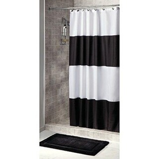 Bold Stripe Extra Long Fabric Shower Curtain 72 X 96 Black Bold Stripe Extra Long Fabric Shower Curtain 72 Quot