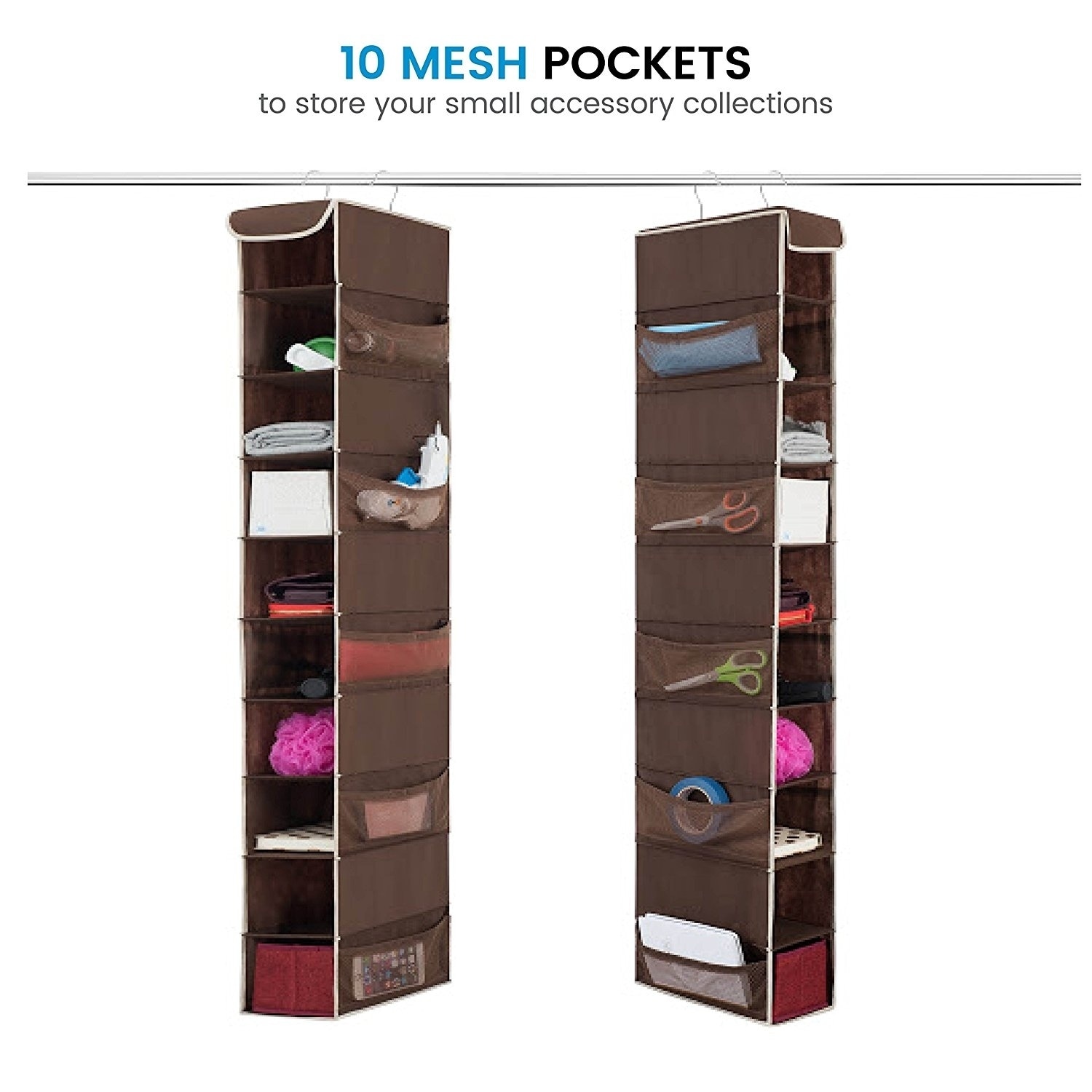 Shop Black Friday Deals On 10 Shelf Hanging Shoe Organizer 10 Mesh Pockets For Accessories Java Overstock 20463770