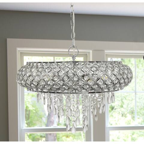 Silver Orchid Erlanger Clear and Chrome Tiered Crystal Glass Chandelier - 18.75"L x 18.75"W x 14.25"H