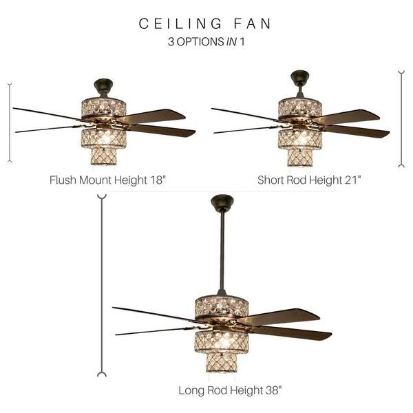 Shop Silver Orchid Guinn Triple Tiered Crystal Ceiling Fan On