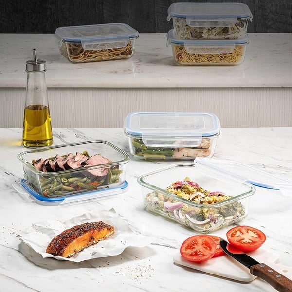 Shop Glass Food Storage Containers 3 Pack 35 Oz Airtight Snap