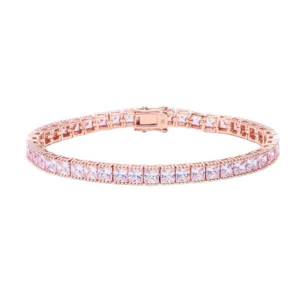 Pori Jewelers 18k Rose Gold Ptd Princess Tennis Bracelet Pori Jewelers 18k Rose Gold Ptd Princess Tennis Bracelet Wcrystals By Swarovski Elements