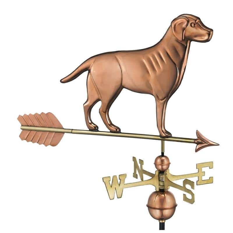 Labrador Retriever Weathervane with Arrow - Pure Copper by Good Directions