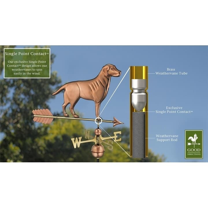 Labrador Retriever Weathervane with Arrow - Pure Copper by Good Directions