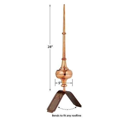 28" Morgana Pure Copper Finial with Decorative Copper Roof Mount