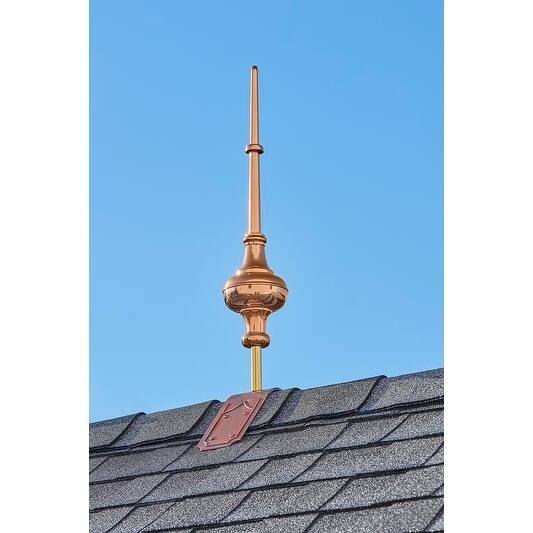28" Morgana Pure Copper Finial with Decorative Copper Roof Mount