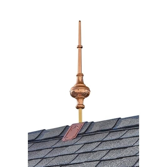 28" Morgana Pure Copper Finial with Decorative Copper Roof Mount